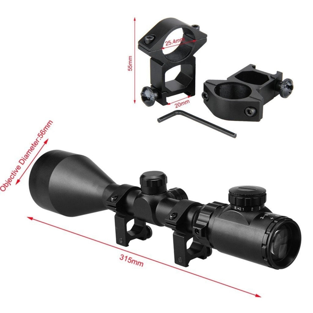 Trade Shop - Mirino Ottico Di Precisione Per Fucile Per Carabina Reticolo Illuminato 3-9x56e -