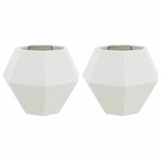Set di 2 fioriere rettangolari per terrazzo 75 x 75 x 60 cm design per esterni acciaio bianco 02_0053107