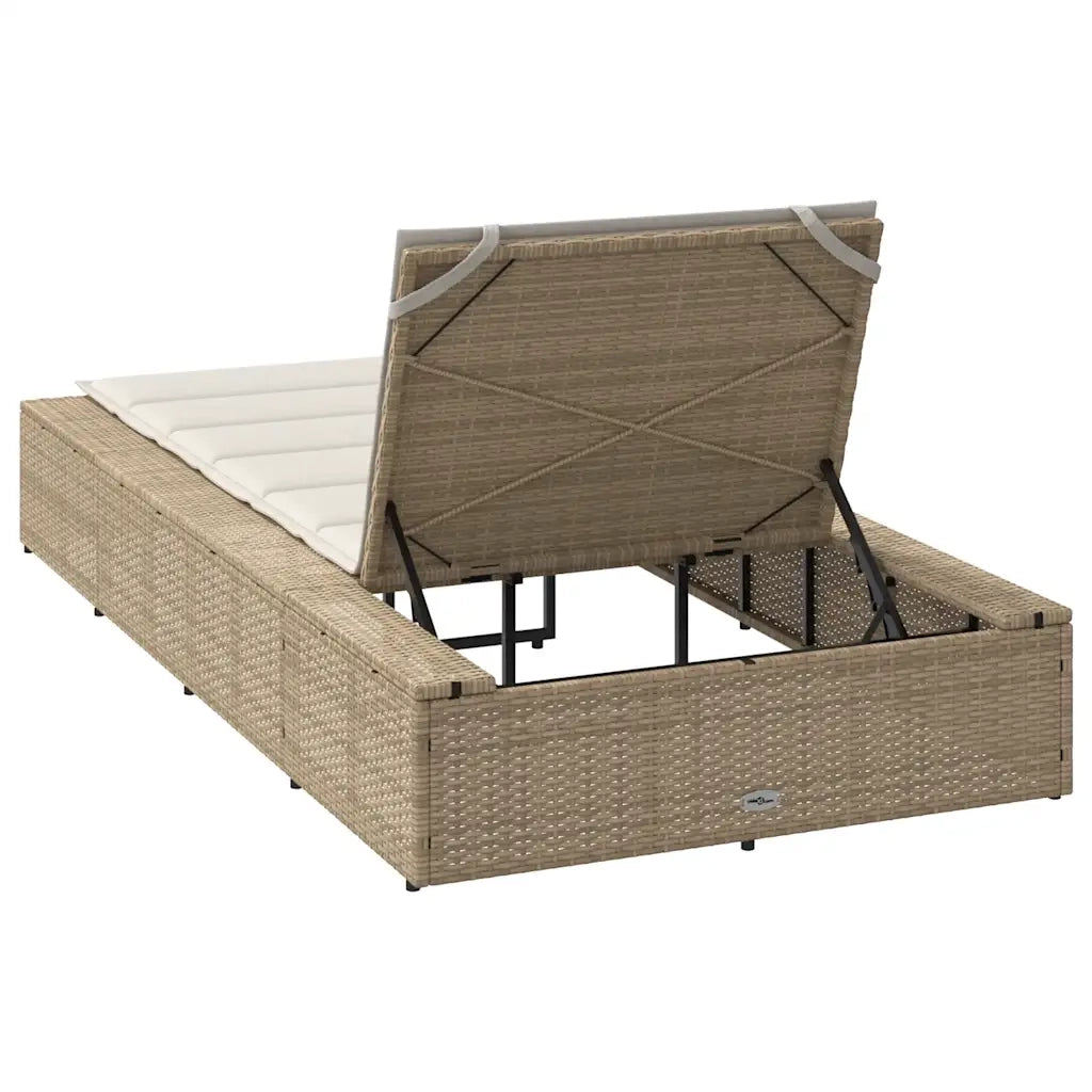 Lettino Prendisole con Cuscino Galleggiante Beige in Polyrattan 4104206