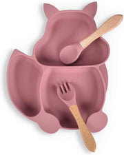 Tavolo per Bambini con Comparti in Silicone - Piatto Antiscivolo con Gommini di Suction per Bambini