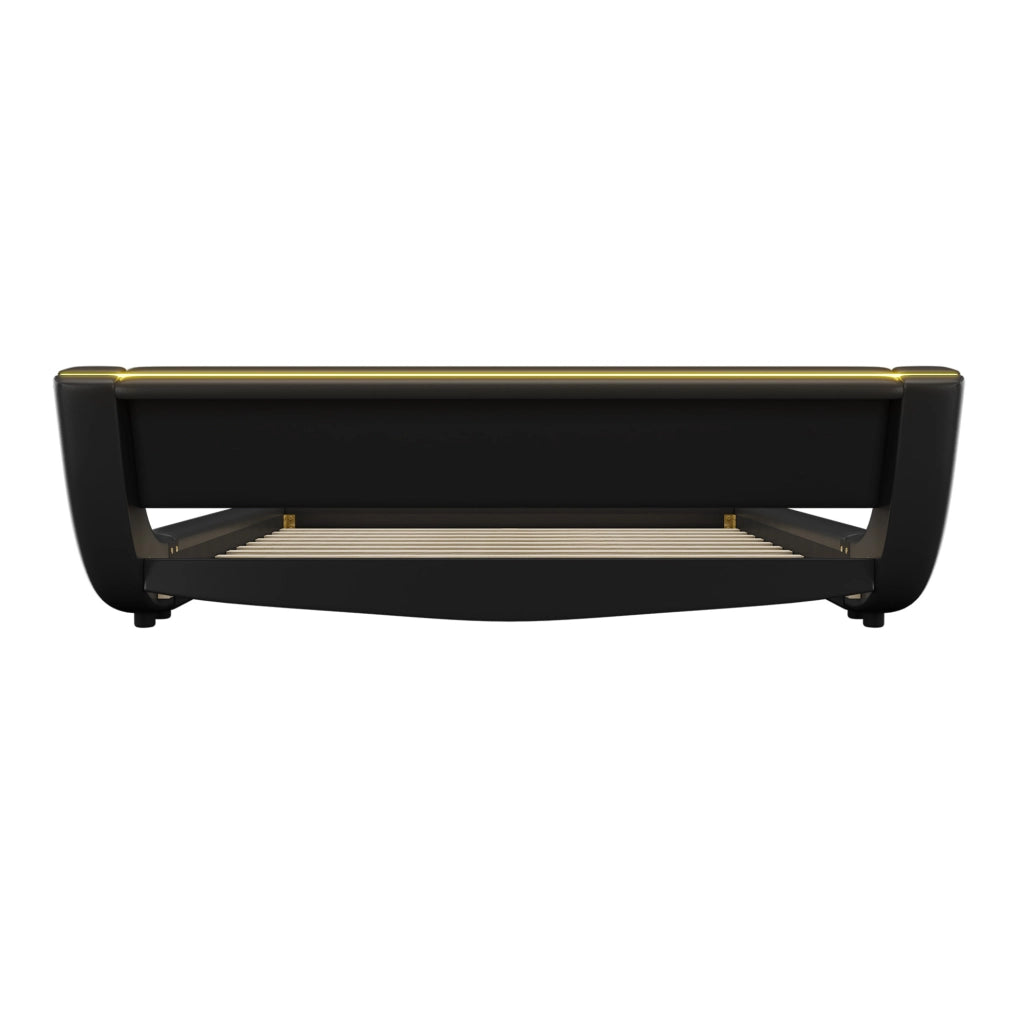 Letto a pavimento 160x200 cm in PU e MDF con luci LED