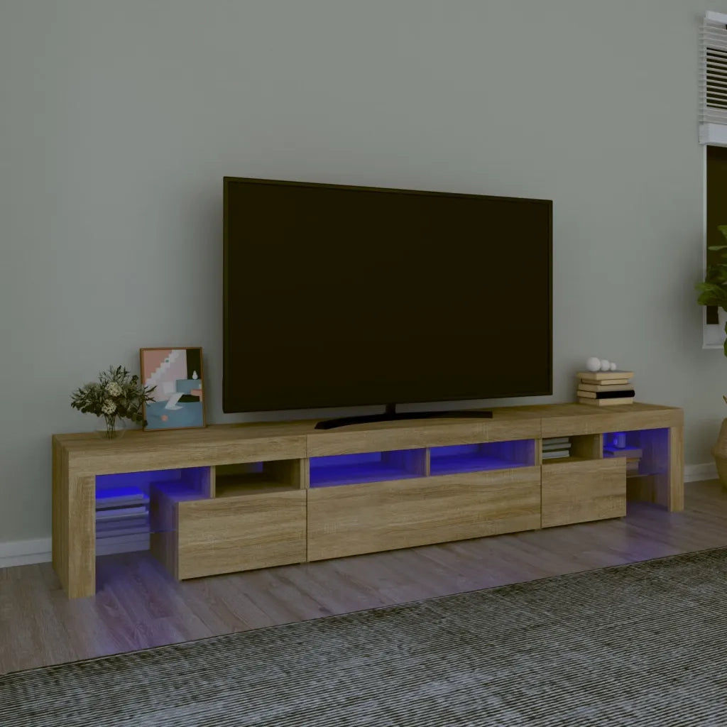 Mobile Porta TV con Luci LED Rovere Sonoma 230x36,5x40 cm 3152788