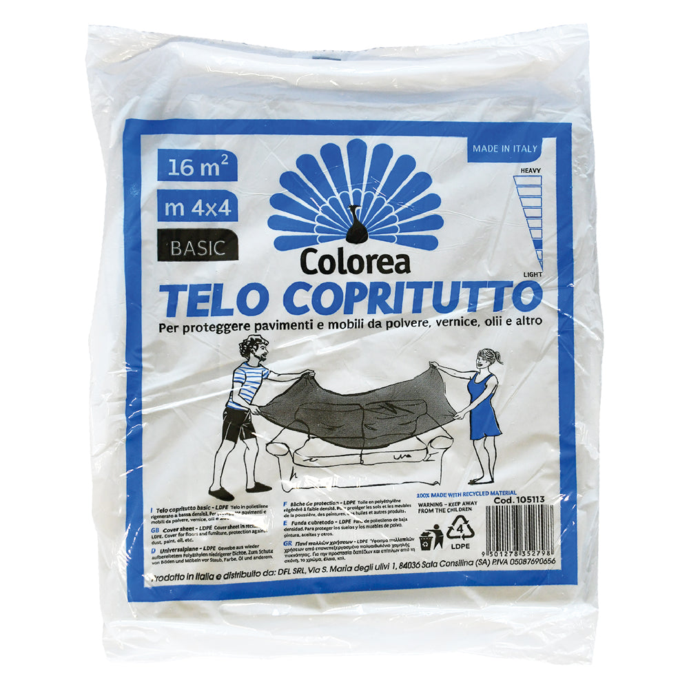 TELO COPRITUTTO MULTIUSO mt 4 x 4 - gr. 730 circa- 25 pezzi  - COLOREA