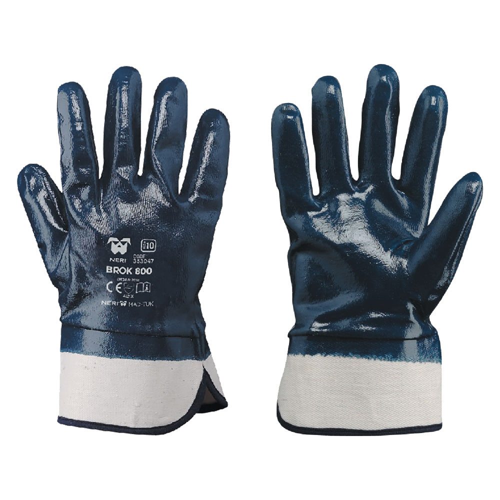 GUANTI NBR MANICHETTA TELA 'BROK 800' Tg. 10 (XL)- 12 coppia  - NERI