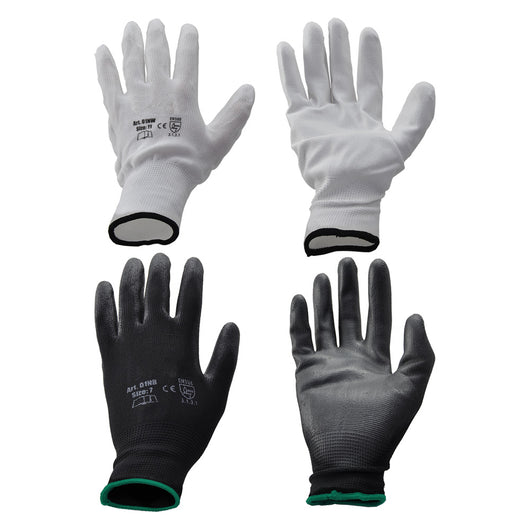 GUANTI POLIESTERE / POLIURETANO Tg. 7 (S) - palmo bianco- 12 coppia  - GRIFON SAFETY