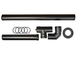 KIT INSTALLAZIONE BASE PER STUFE A PELLET NERO OPACO PESANTE MM.1,2  ø cm.8    SAVE