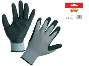 GUANTI DA LAVORO IN POLIESTERE CON PALMO RICOPERTO IN LATTICE- - tg.XL misura 10 - 12 blister EXCEL
