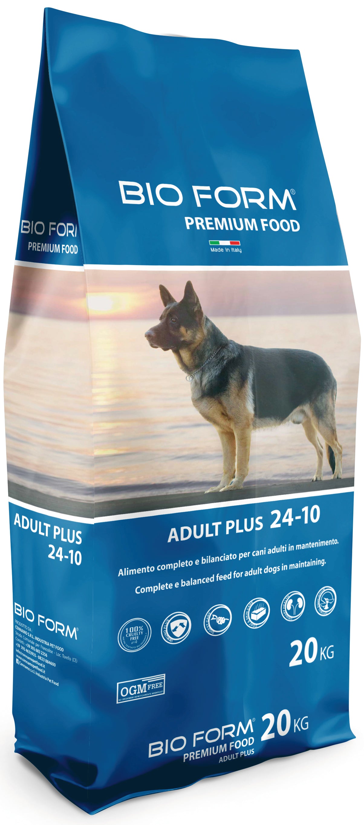 Bio Form CROCCHETTE PER CANI MEDIO/GRANDI ?DOG ADULT PLUS?  Proteine/Grassi 24-10% - sacco kg. 20