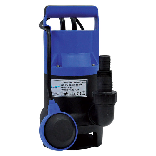ELETTROPOMPA SOMMERGIBILE IN PVC 550 watt - 10500 litri/h - hp 0,75  - FLUXY