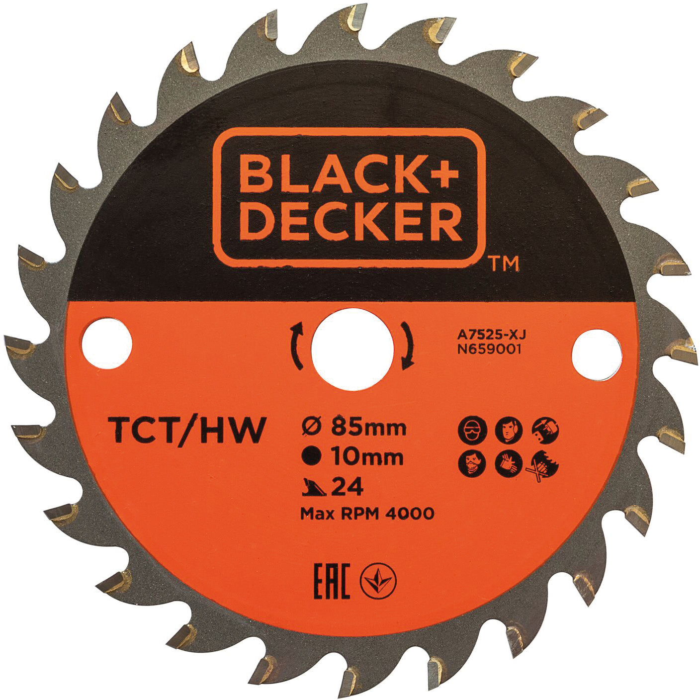 Black+Decker LAMA TCT A7525-XJ PER MINI SEGA CIRCOLARE Ø mm. 85 - 24 denti legno