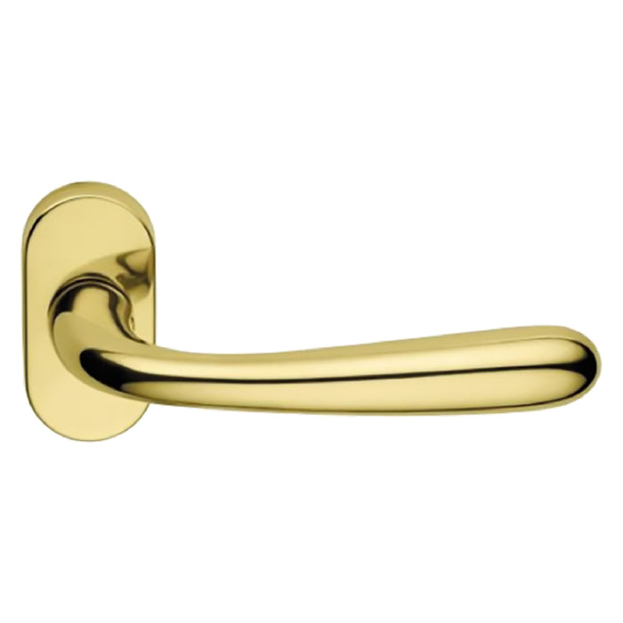 MANIGLIA PORTA BLINDATA ROSETTA OVALE 'GOCCIA' Sx - cromo satinato  - FORME