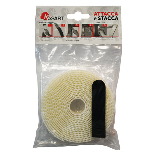 NASTRO ATTACCA STACCA PER ZANZARIERE mm 10 x 6,6 mt - col. bianco  - KASART