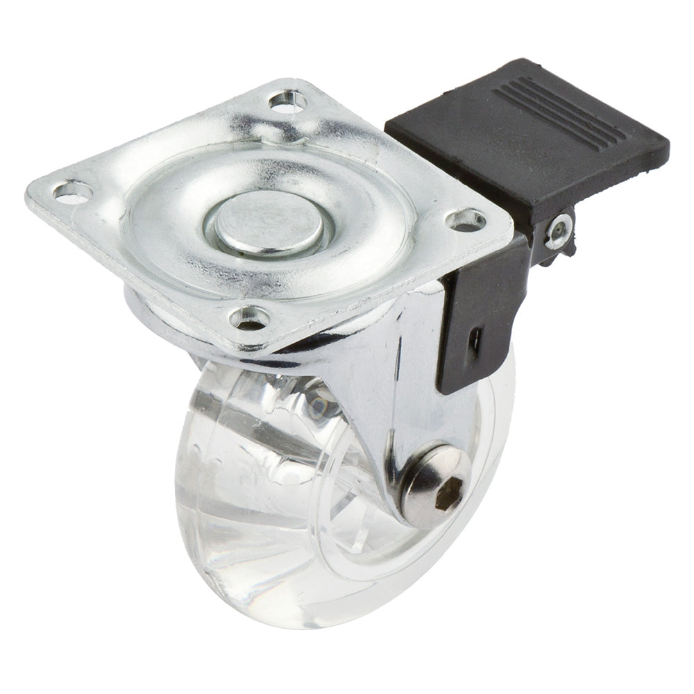 RUOTA PER MOBILI TRASPARENTE CON FRENO Ã¸ 50- 12 pezzi