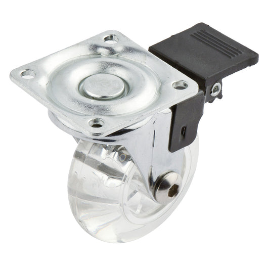 RUOTA PER MOBILI TRASPARENTE CON FRENO Ã¸ 50- 12 pezzi