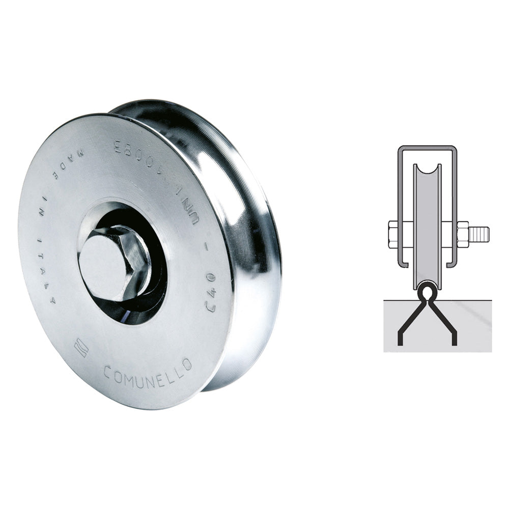 RUOTA PER CANCELLI GOLA A 'U' ø 100 1 cuscinetto 310 h.gola 7,5 mm- 8 pezzi  - COMUNELLO