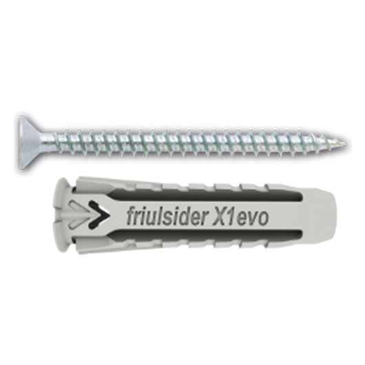 TASSELLO NYLON 'X1 EVO' CON VITE TPS TRUCIOLARE mm 6 x 30 - vite 4,5 x 40- 100 pezzi  - FRIULSIDER