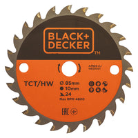 LAMA TCT PER MINI SEGA CIRCOLARE 'A7525-XJ' ø 85 mm foro 10 mm - 24 denti  - BLACK DECKER