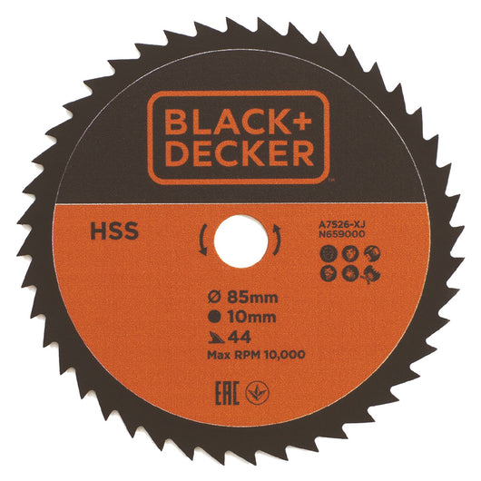 LAMA HSS PER MINI SEGA CIRCOLARE ø 85 mm foro 10 mm - 44 denti  - BLACK DECKER