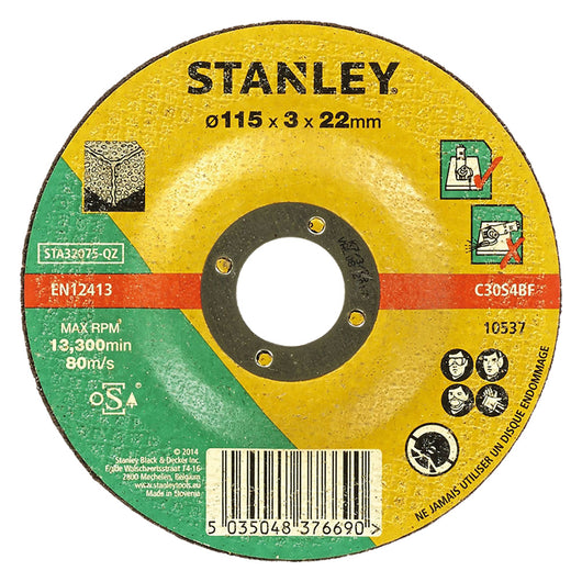 MOLA ABRASIVA PER PIETRA Ø 115 x 3,2 - art. STA32075-QZ- 5 pezzi  - STANLEY