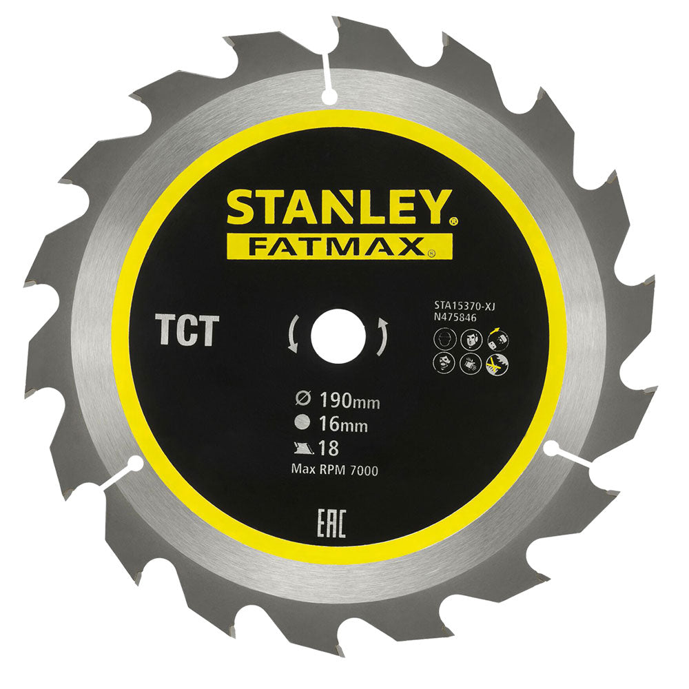 LAMA PER SEGA CIRCOLARE 'DENTI RIAFFILABILI' ø 190 mm - foro 16 mm  - STANLEY
