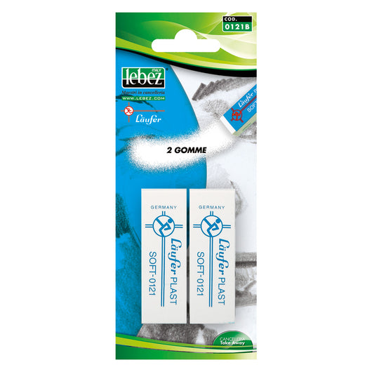 GOMMA CANCELLANTE IN PLASTICA 2 pezzi- 12 blister  - LEBEZ