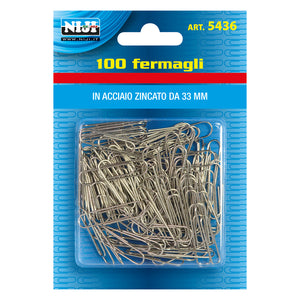 FERMAGLI PER CARTA metallo mm.33 - 100 pz- 24 blister  - LEBEZ