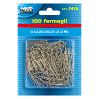 FERMAGLI PER CARTA metallo plastificato mm.33 - 100 pz- 24 blister  - LEBEZ