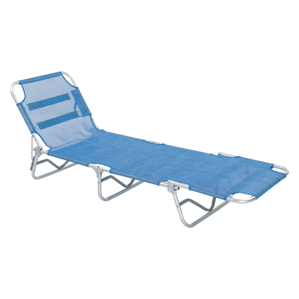 LETTINO SPIAGGIA SENZA PARASOLE 'SABAUDIA' cm 188 x 58 x h 27 - telo blu  - LIF