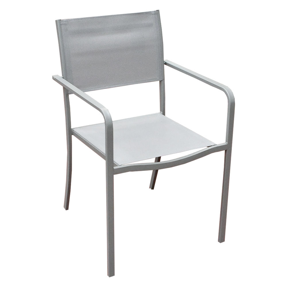 SEDIA ACCIAIO CON BRACCIOLI 'ALBIO' tessuto tortora  - LIF