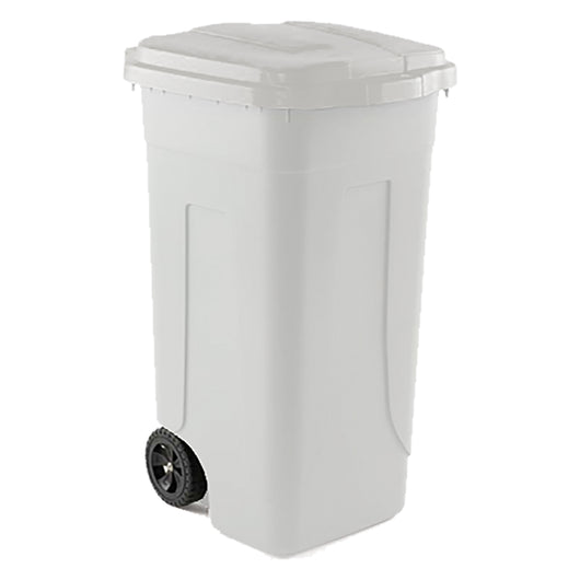 BIDONE IMMONDIZIA CARRELLATO 'OTTANTA' Lt. 80  - corpo/coperchio bianco  - MOBIL PLASTIC
