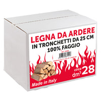LEGNA DI FAGGIO DA ARDERE 28 decimetri cubi - in scatola  - KASART