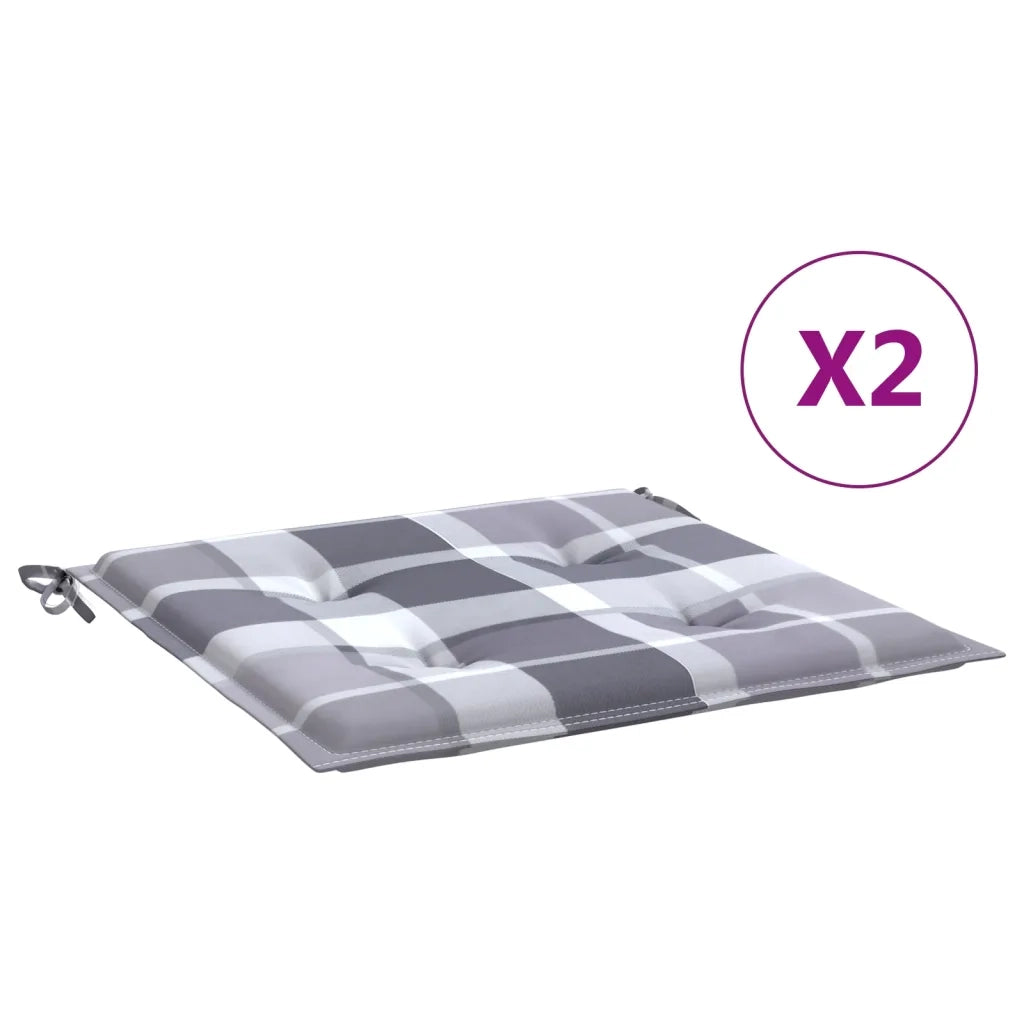 Cuscini per Sedia 2 pz a Quadri Grigi 40x40x4cm Tessuto Oxford 314035