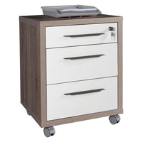 CASSETTIERA UFFICIO 3 CASSETTI LINEA 'CHANIA' cm. 45 x 48 x h.63 - rovere/bianco  - COMPOSAD