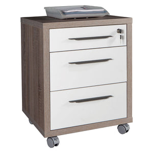 CASSETTIERA UFFICIO 3 CASSETTI LINEA 'CHANIA' cm. 45 x 48 x h.63 - rovere/bianco  - COMPOSAD