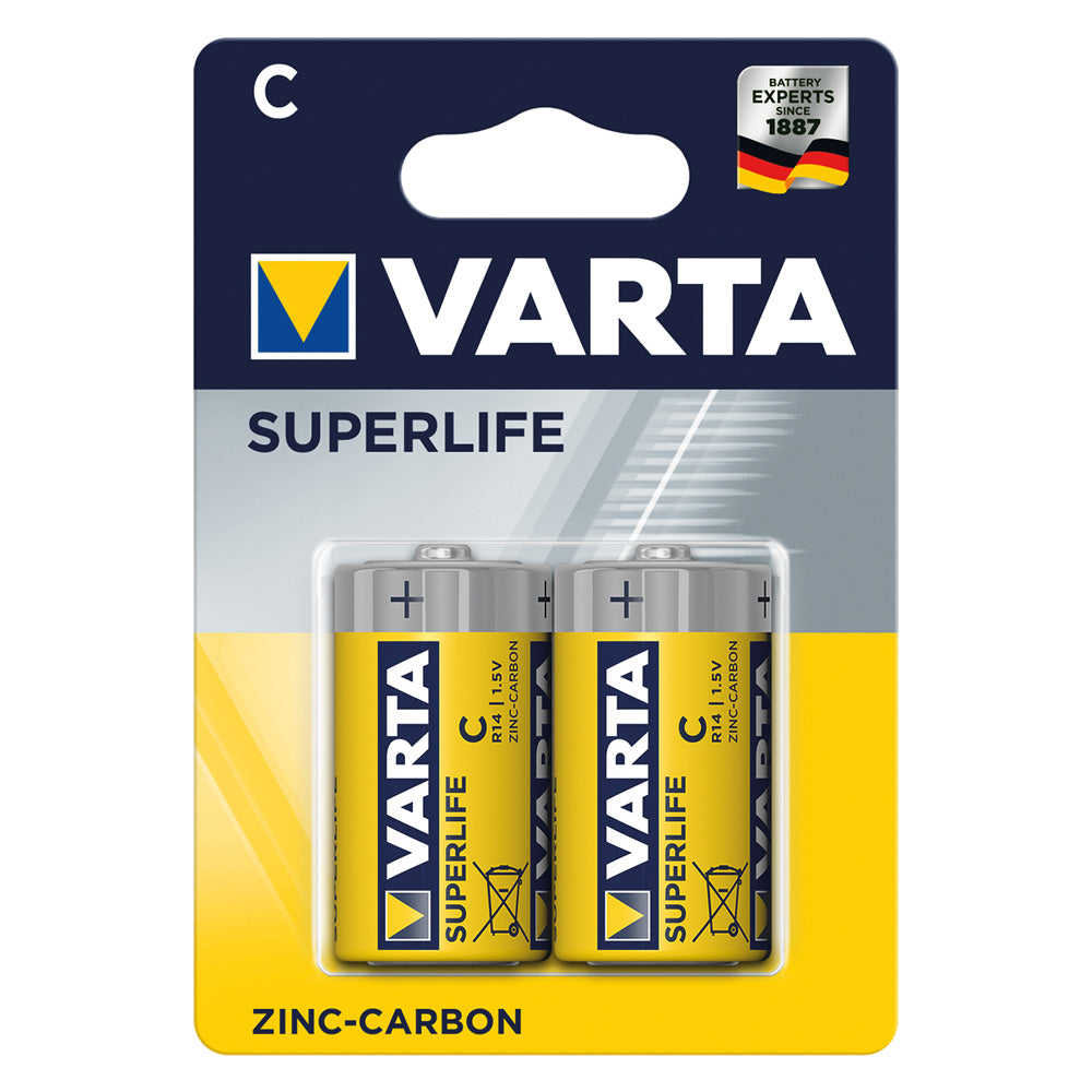 PILA MEZZA TORCIA SUPERFLIFE 'R14P' Pz 2 - 1,5 V - C- 12 blister  - VARTA