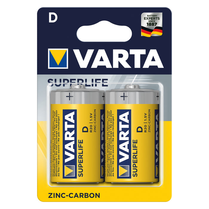 PILA TORCIA SUPERFLIFE 'R20P' Pz 2 - 1,5 V - D- 12 blister  - VARTA