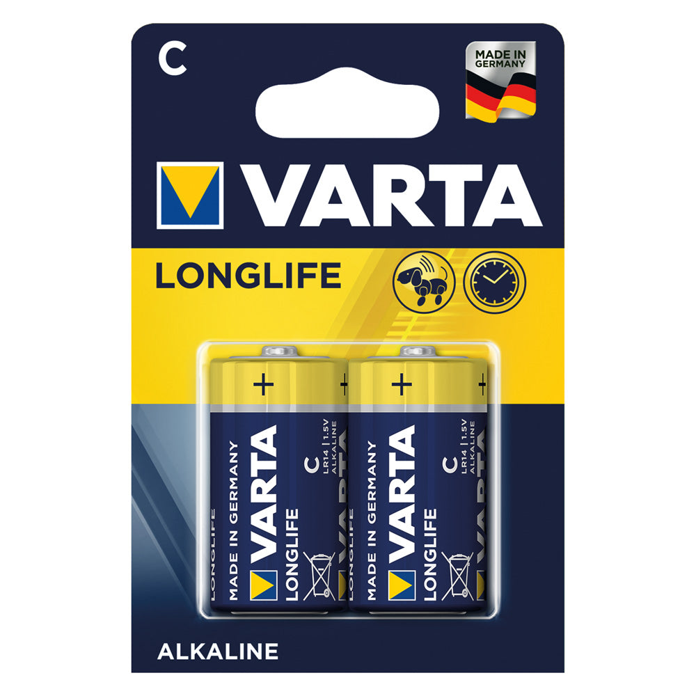 PILA MEZZA TORCIA LONGLIFE 'LR14' Pz 2 - 1,5 V - C- 10 blister  - VARTA