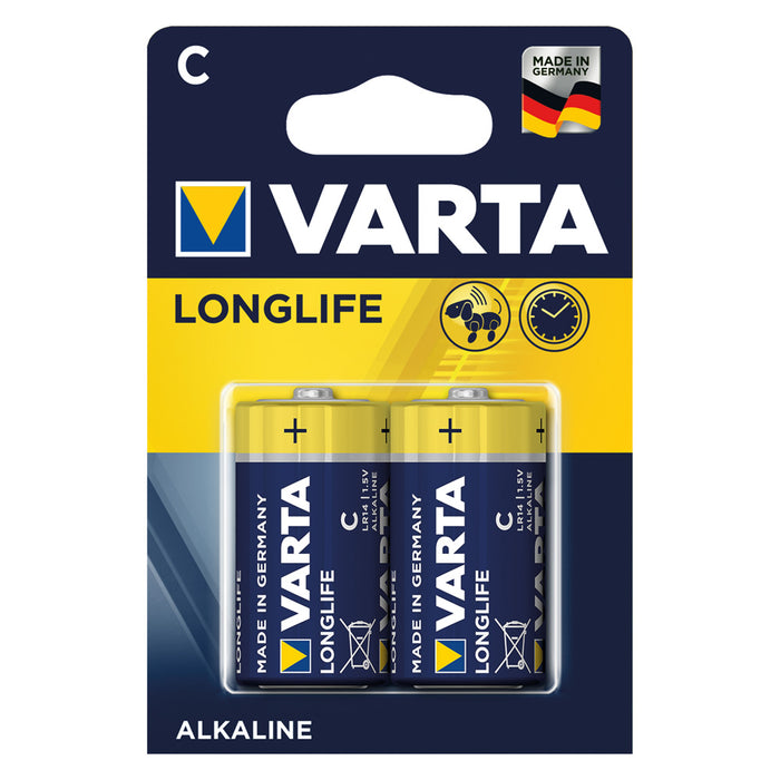 PILA MEZZA TORCIA LONGLIFE 'LR14' Pz 2 - 1,5 V - C- 10 blister  - VARTA