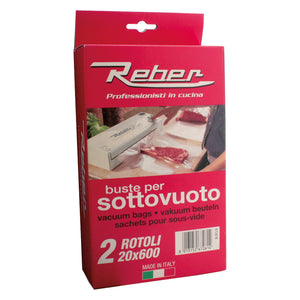 SACCHETTI A ROTOLI PER SOTTOVUOTO SCATOLATI N. 2 rotoli cm 30 x 6 mt  - REBER