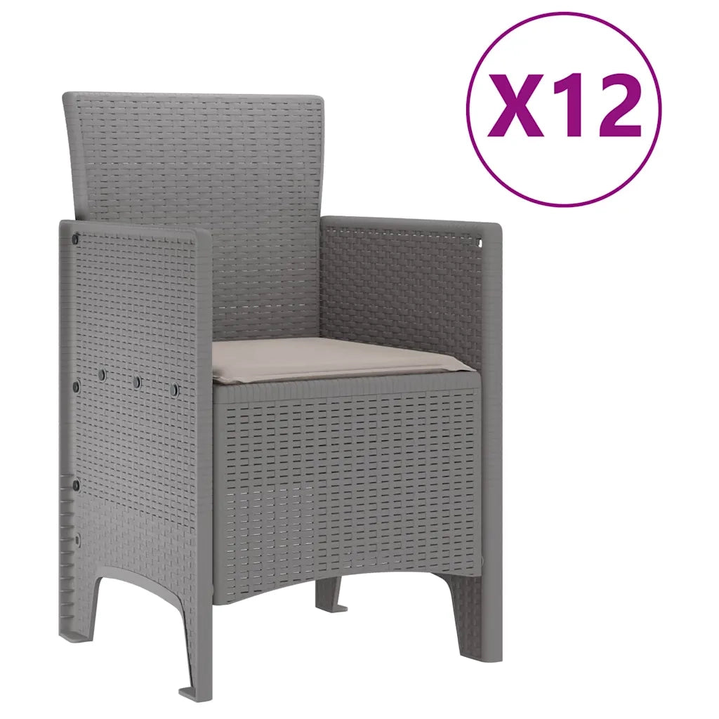 Set da Pranzo per Giardino 13 pcs Grigio chiaro Rattan Polt 3378788