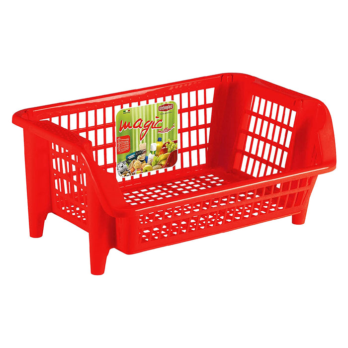 CESTELLO IMPILABILE 'BOCCA DI LUPO' col. rosso - cm 54 x  38 H 24- 10 pezzi  - STEFANPLAST