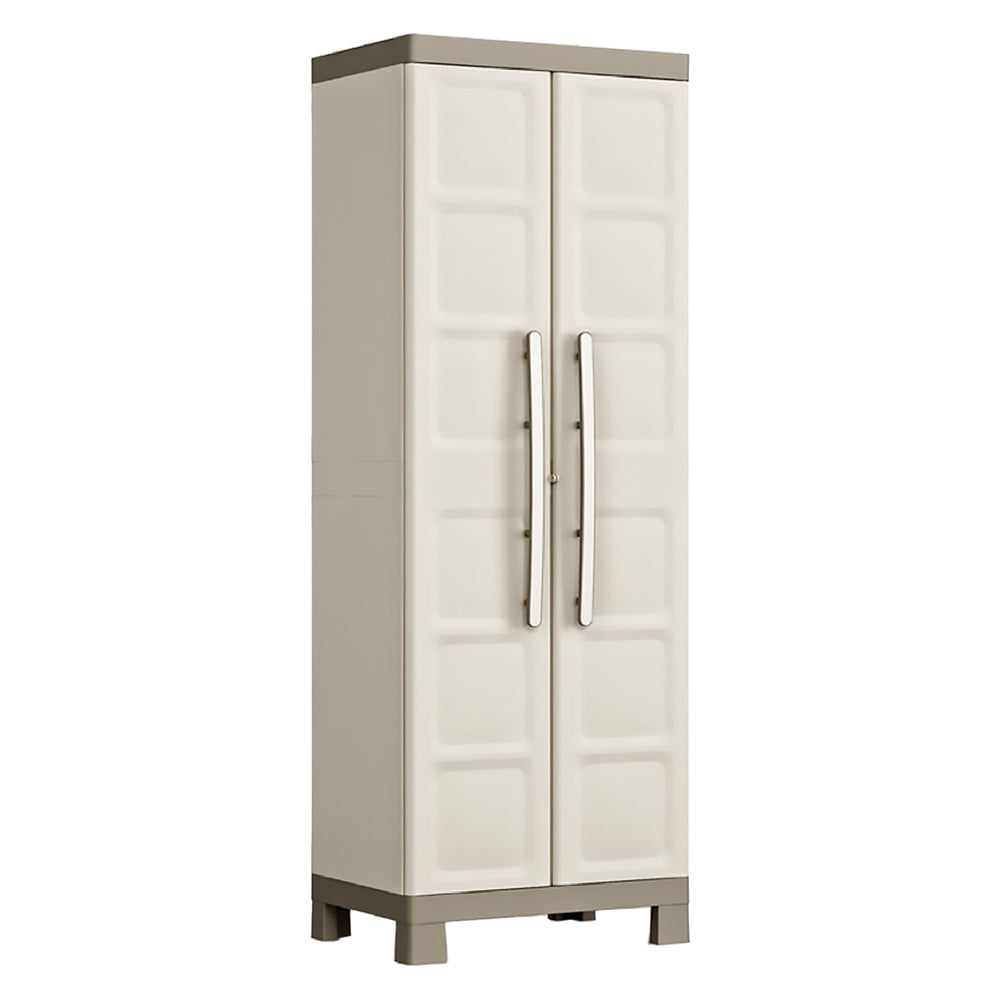 Armadio Alto in Resina con 4 Ripiani Regolabili e Chiusura Lucchettabile Colore Grigio e Nero Excellence Keter