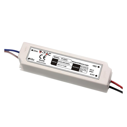 ALIMENTATORE PER STRIP LED 60W - IN 100-240V OUT 12V 5A (IP67)  - VTAC