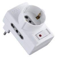 ADATTATORE TRIPLO CON PROTEZIONE SOVRACCARICO Spina 2P+T10A - art.70025  - ELECTRALINE