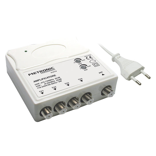 AMPLIFICATORE INTERNO 1 IN/4 OUT 1 ingresso UHF/VHF - 4 uscite TV  - METRONIC