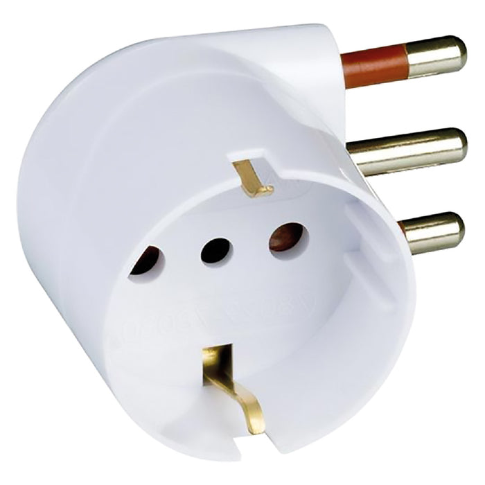 ADATTATORE SINGOLO SPINA 90  ° 'SALVASPAZIO' spina 2P + T 16A  - ROSI