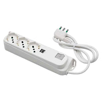 MULTIPRESA CON INTERRUTTORE + USB 3 usc. / sp.2P+T 16A + 2 usb 2,1A  - FANTON