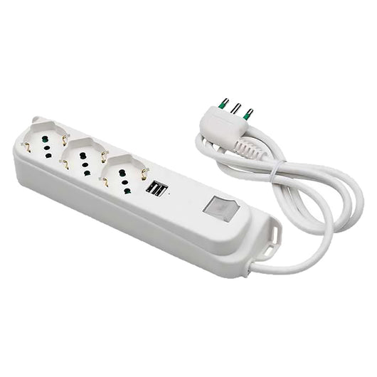 MULTIPRESA CON INTERRUTTORE + USB 3 usc. / sp.2P+T 16A + 2 usb 2,1A  - FANTON
