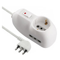 MULTIPRESA CON INTERRUTTORE 1 Schuko + 2 Bival.10/16A - 62023  - ELECTRALINE