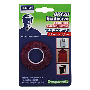 NASTRO BIADESIVO EXTRA FORTE INVISIBILE mm. 19 x 1,5 mt  - BOSTON